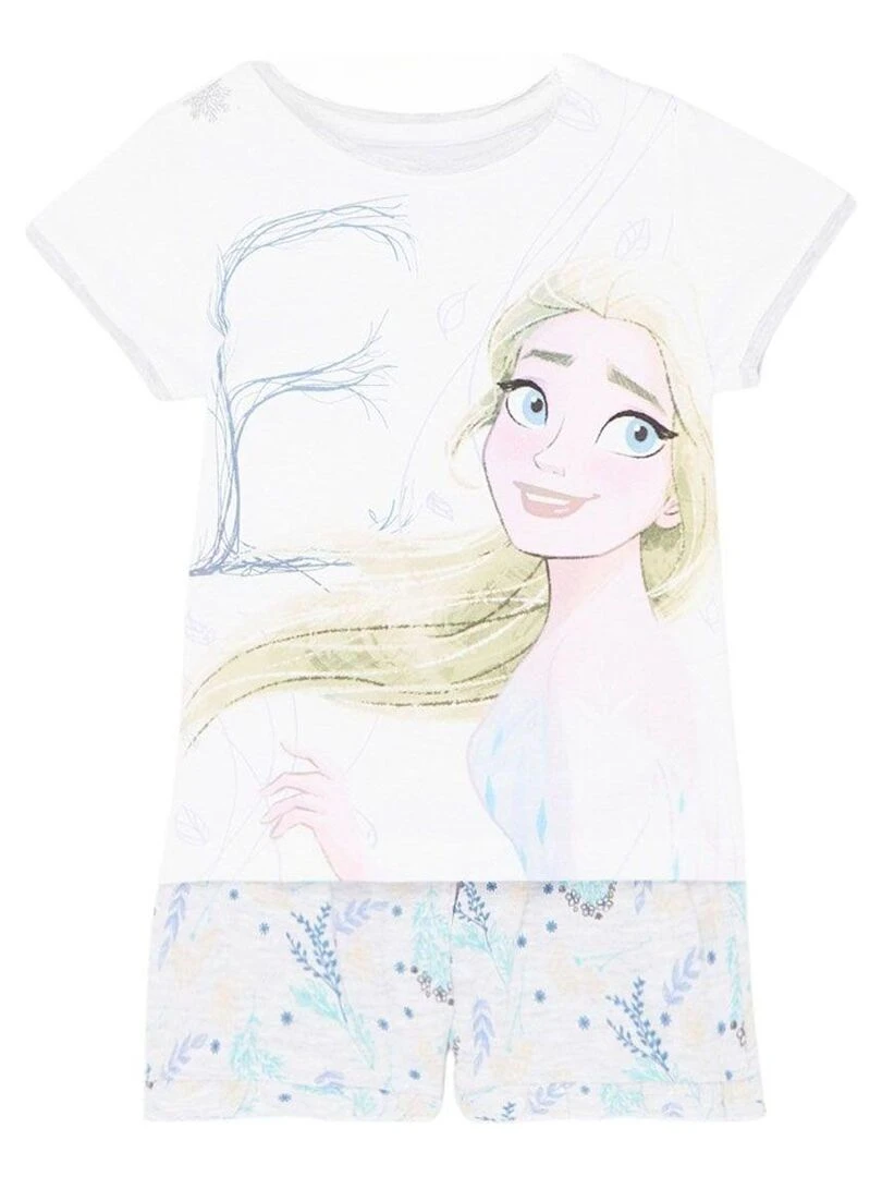 Disney Ensemble T shirt short fille Imprimé La Reine Des Neiges Gris