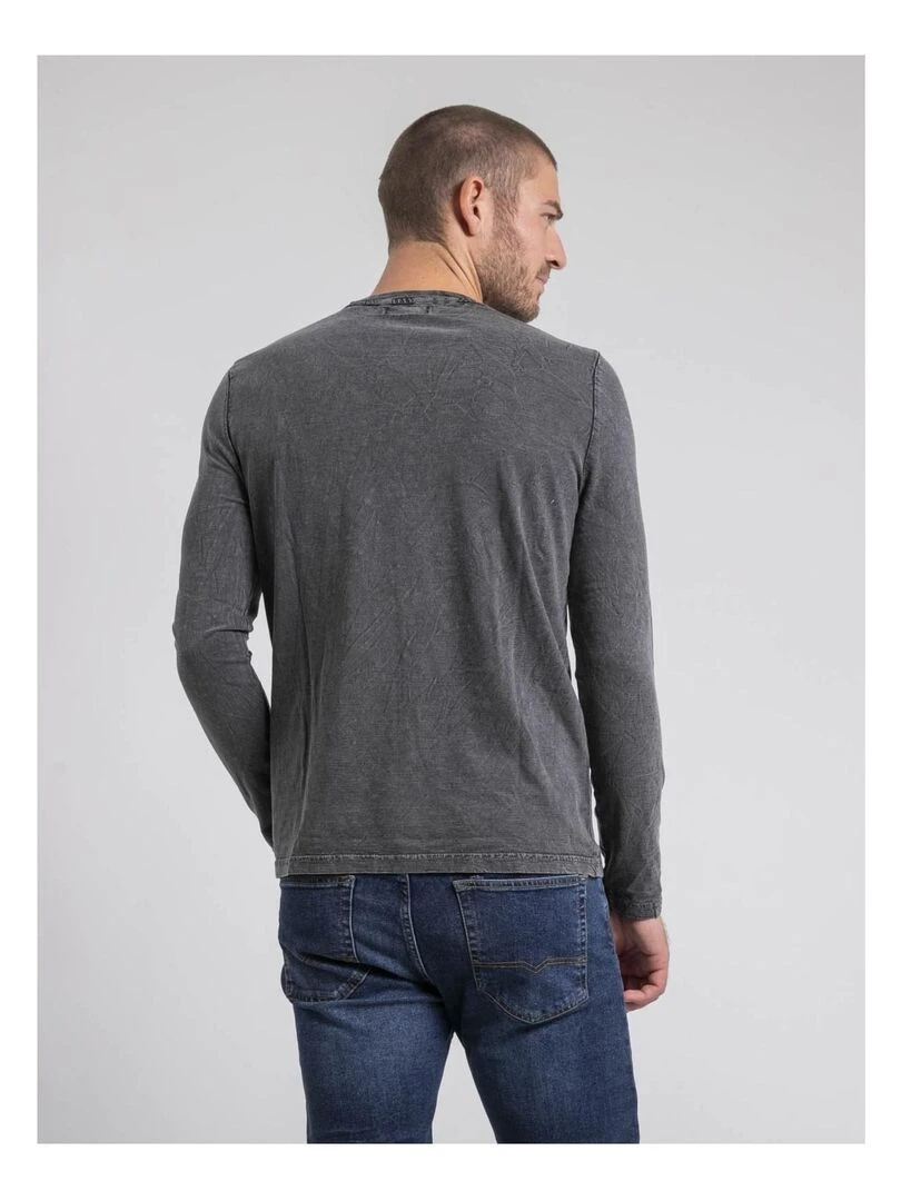 T shirt manches longues col rond pur coton JABITAL Gris