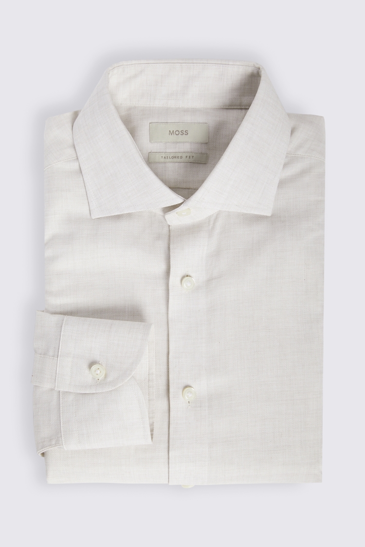 Tailored Fit Neutral Melange Shirt   Buy Online at Moss