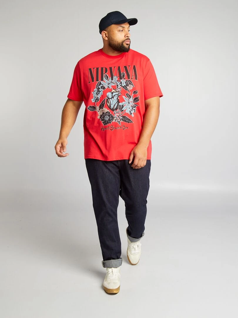 Tee shirt 'Nirvana' à col rond   Rouge