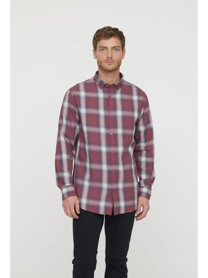 Lee Cooper Chemise manches longues coton comfort DROP Rouge foncé
