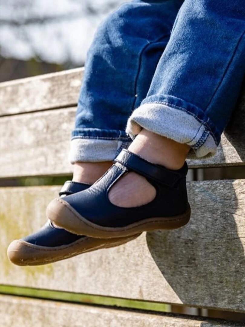 Sandales premiers pas cuir Poppy   Bleu marine