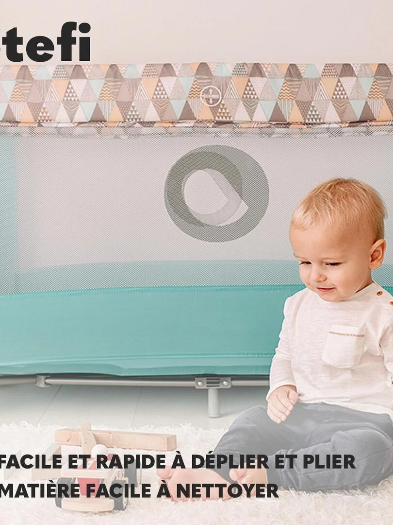 LIONELO Stefi   Lit parapluie bébé compact 2en1   125 x 65 cm   Roulettes    0 36 mois   Avec de sac   Bleu turquoise