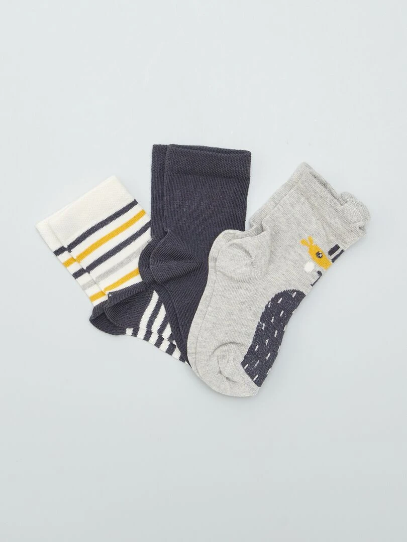 Lot de 3 paires de chaussettes fantaisies GRIS