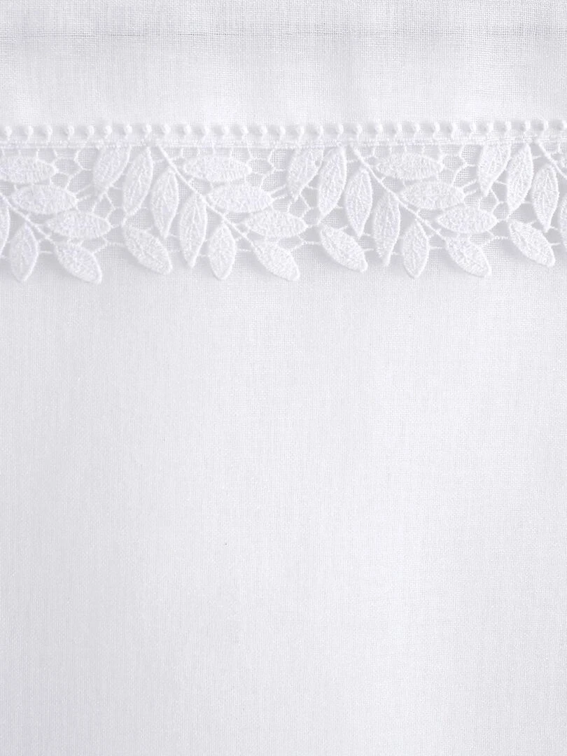 Voilage tamisant avec galon feuille en macramé   Blanc