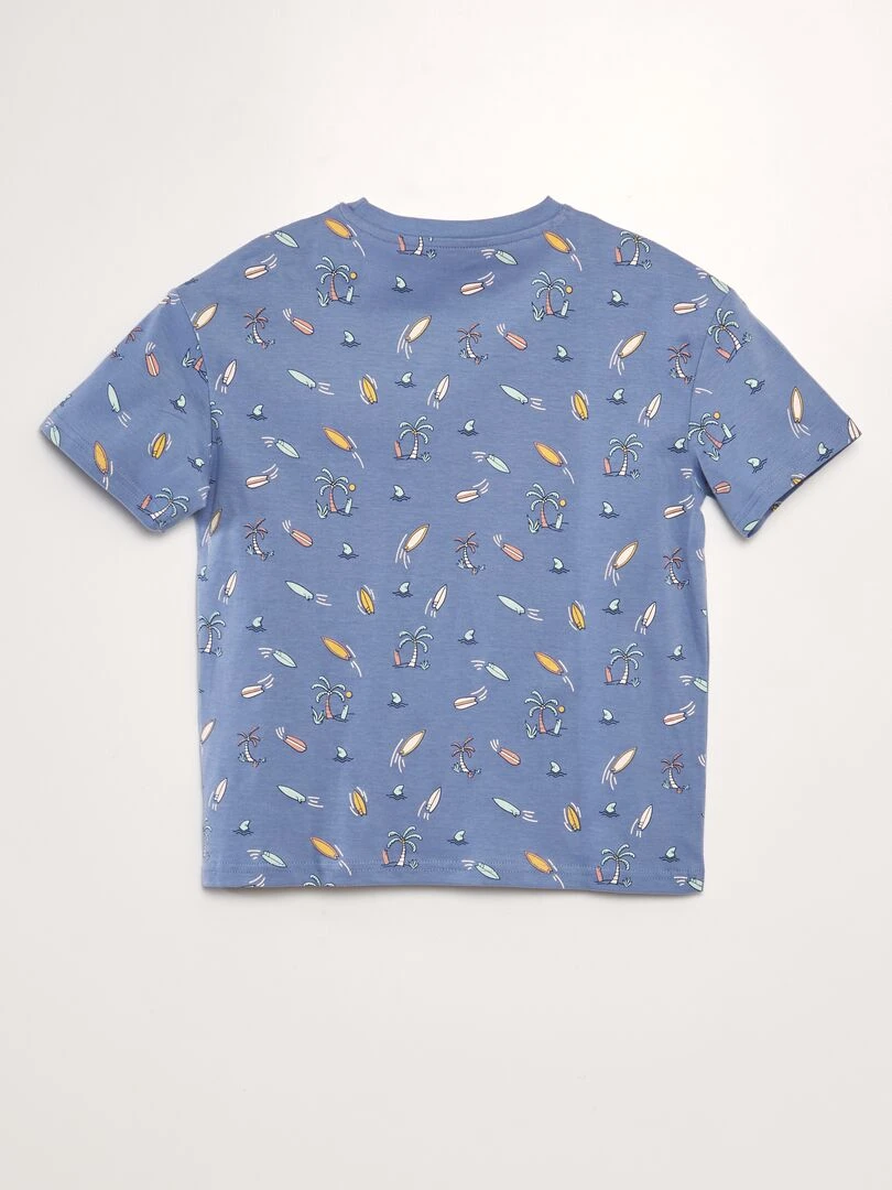 T shirt loose imprimé   Bleu gris