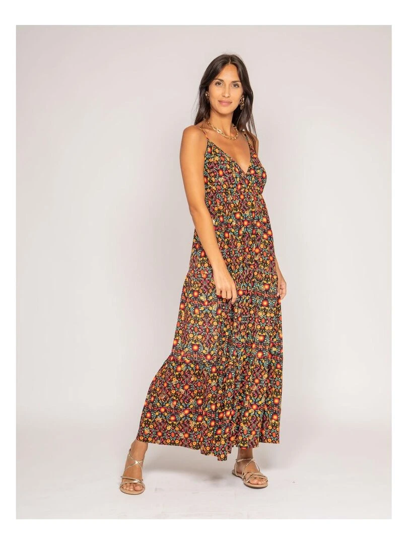 Robe longue motifs IMELLE Noir
