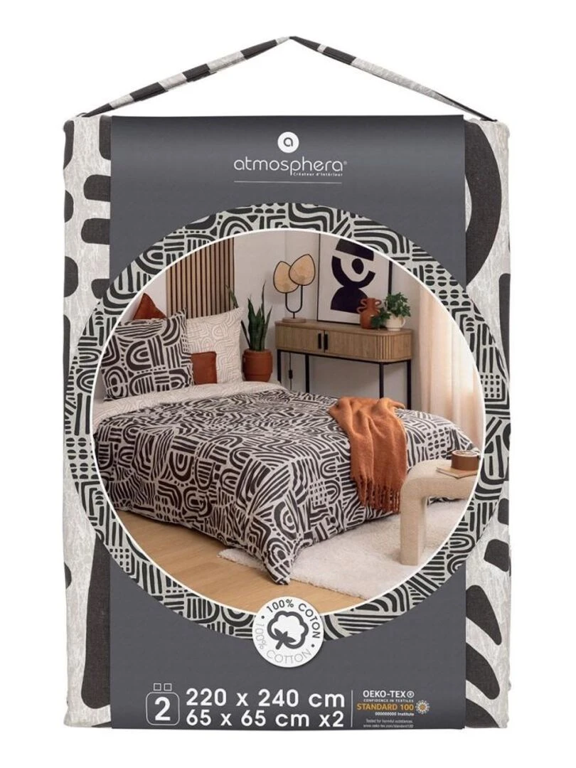 Housse de couette  Tipu + taie(s) 100% coton 57 fils   Noir