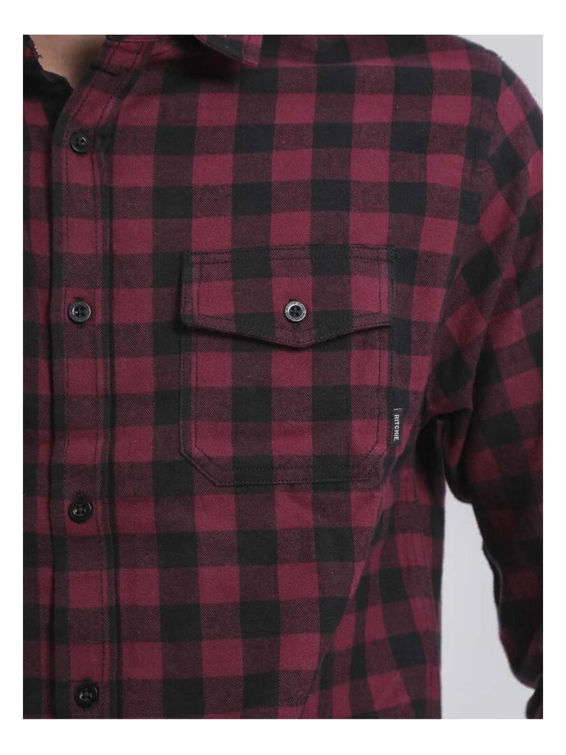 Chemise manches longues carreaux TOMALAX   Bordeaux