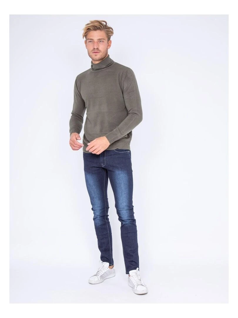 Pull col roulé aspect cachemire LOVOU   Kaki