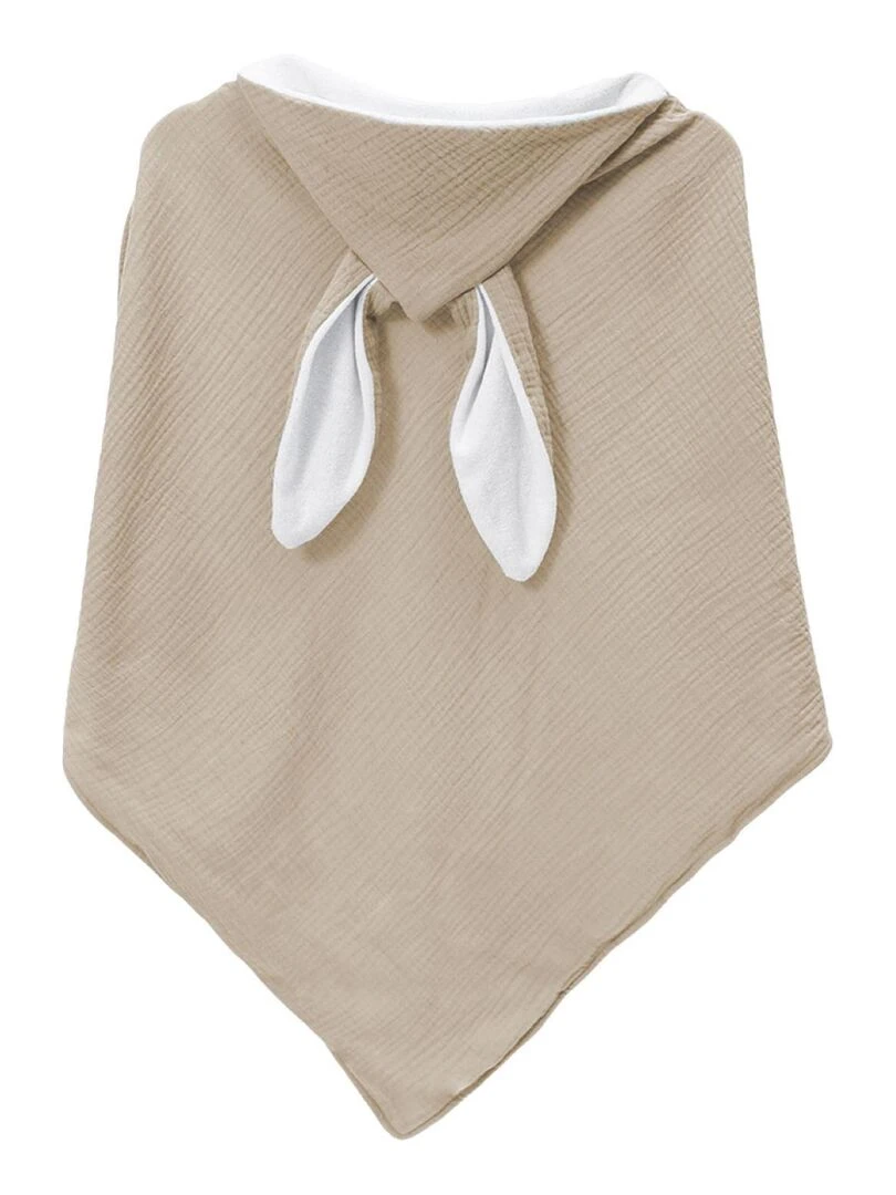 Cape  sortie de bain intérieur 100 % coton   Lapin   Monsieur Bébé   Beige