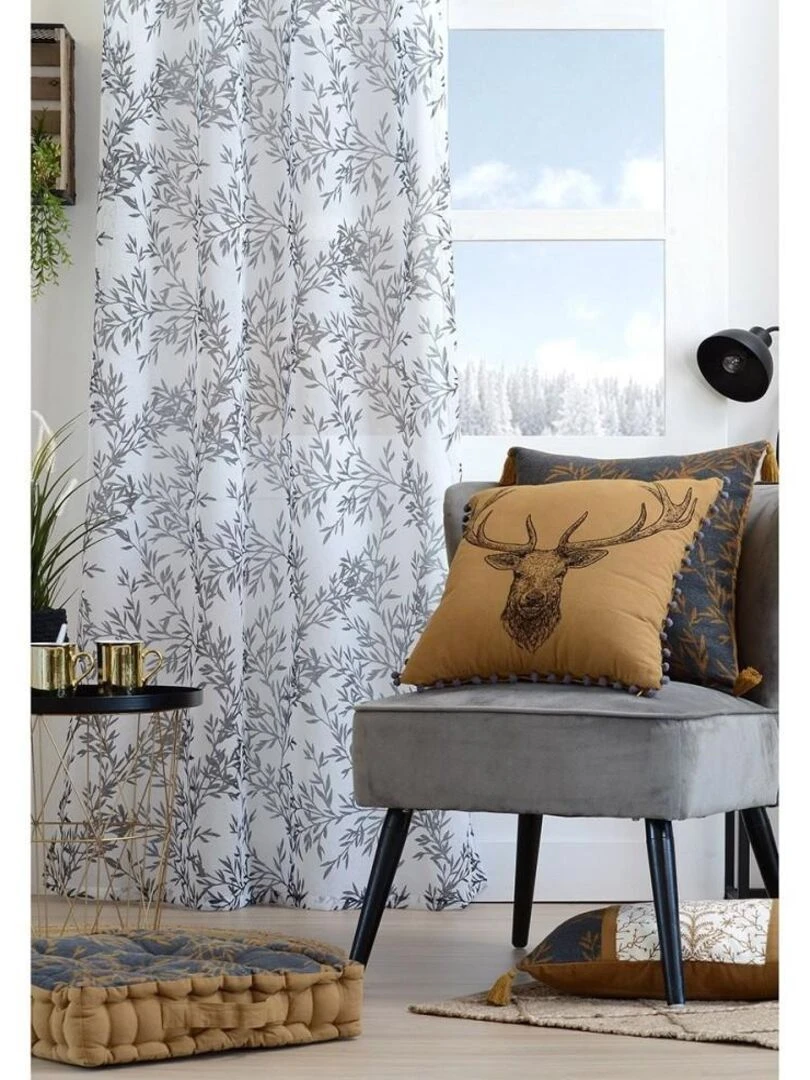 Voilage à œillets 135x260 cm Goldy ardoise Gris