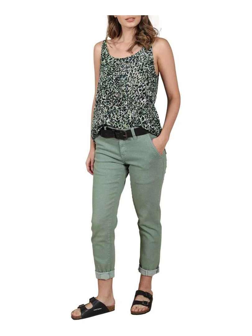 CHATTAWAK Pantalon coton mélangé slim Kaki