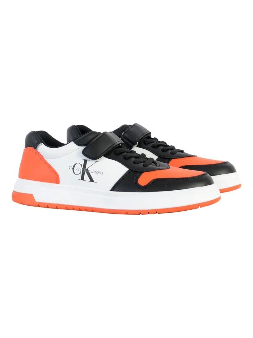 Basket Cuir Calvin Klein Jeans Juniors Low Cut Lace up 2022   Orange