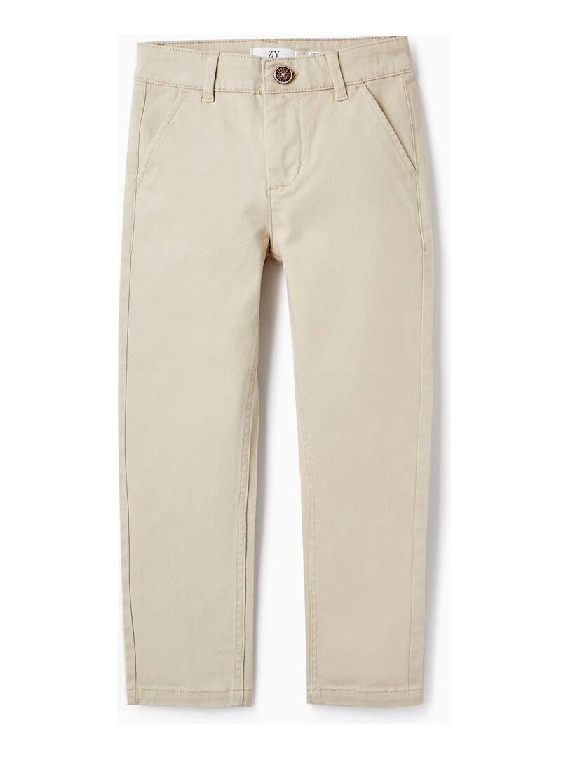 Pantalon Chino en Coton pour Garçon 'Slim Fit' Beige clair