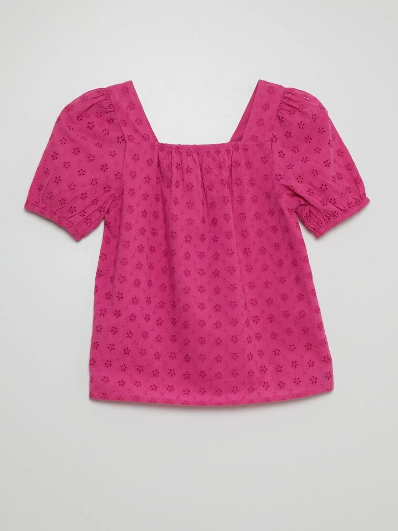 Blouse en broderie anglaise Fuschia