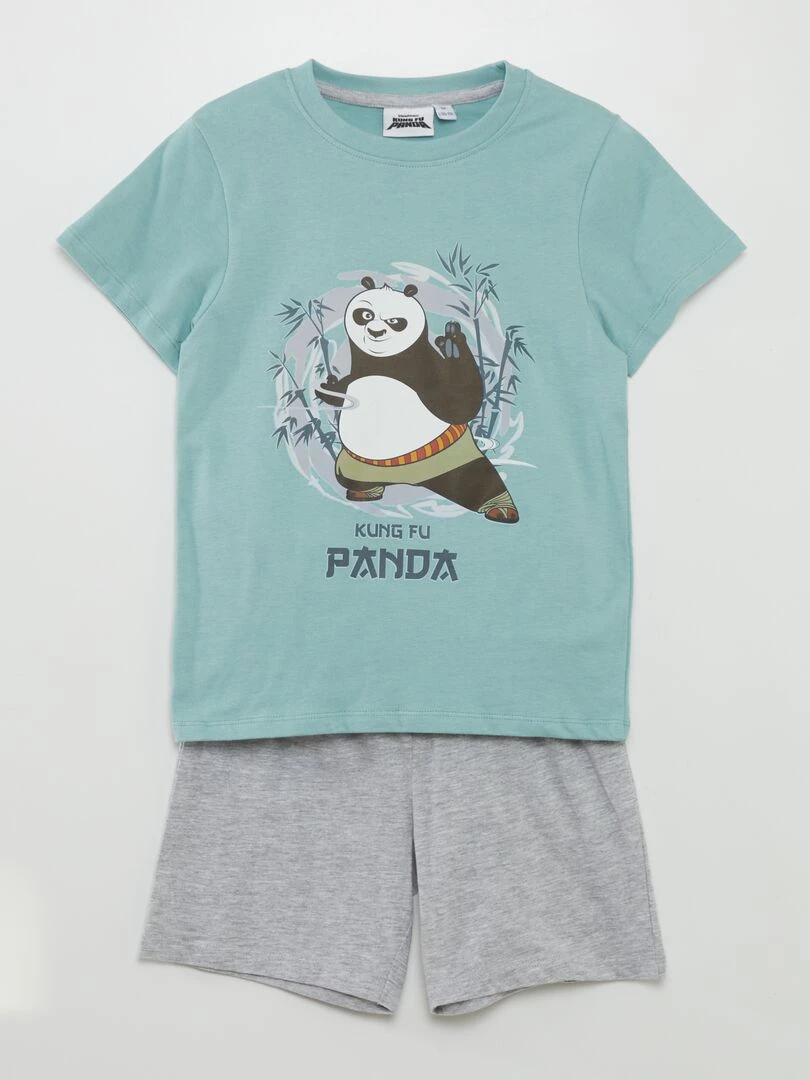Ensemble pyjama short + t shirt 'Kung fu Panda' 2 pièces Vert