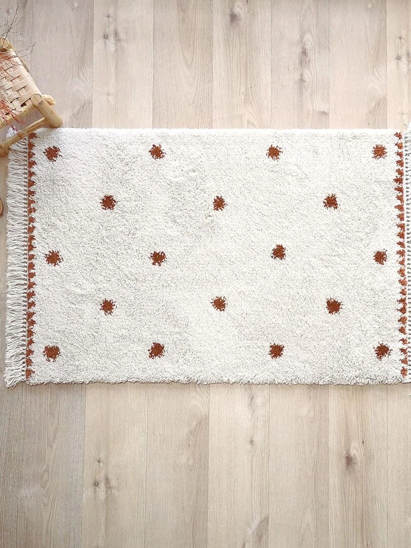 Tapis Rectangulaire Pois Terracotta Wooly (100 X 150 Cm) Ecru