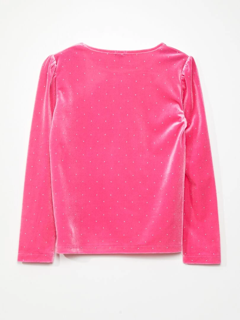 T shirt en velours à manches longues Rose