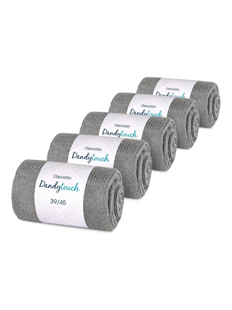 Chaussettes Jersey Coton Lot 5 Paires Fabrication UE Gris