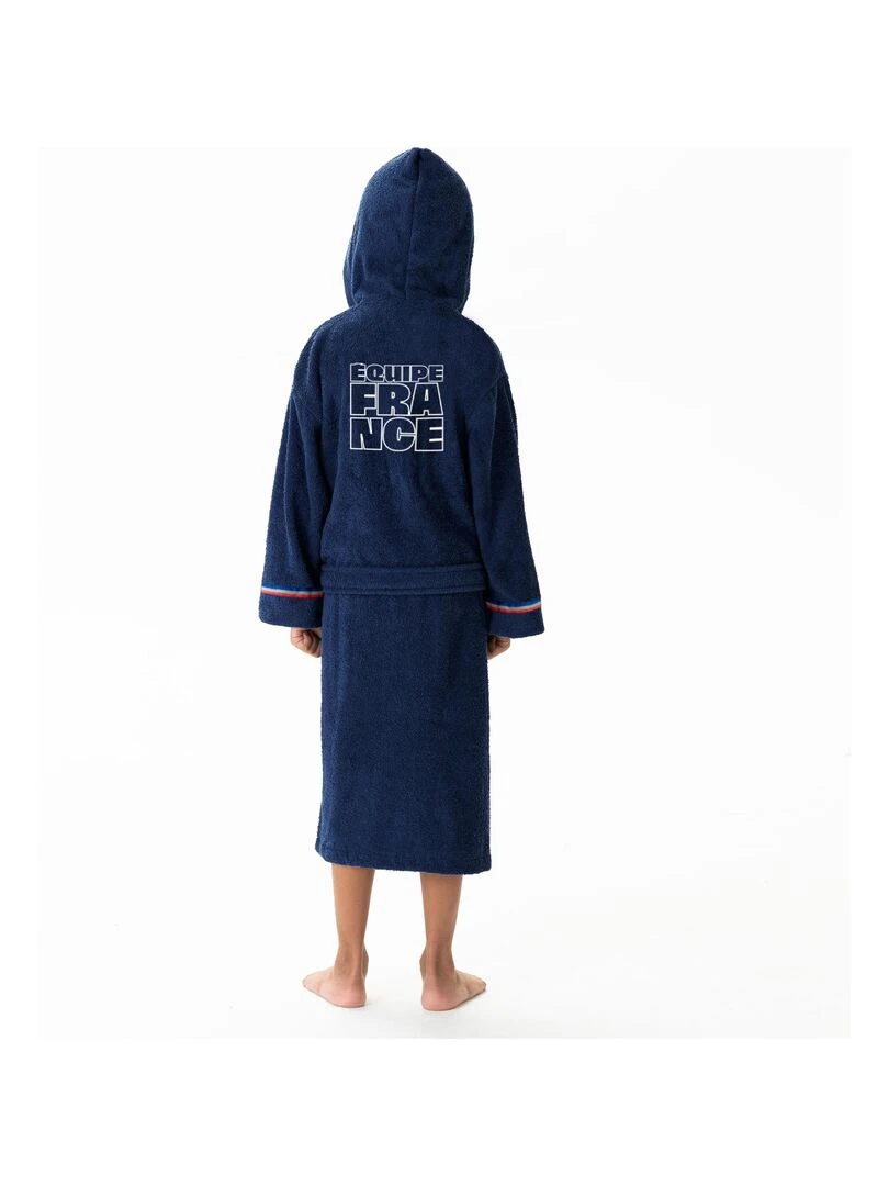 Peignoir enfant 100% coton PARIS 2024 EQUIPE DE FRANCE OLYMPIQUE TRICOLORE Bleu marine