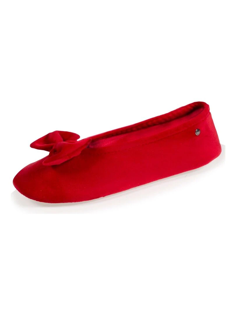 Chaussons ballerines Femme Grand Noeud Rouge Rouge