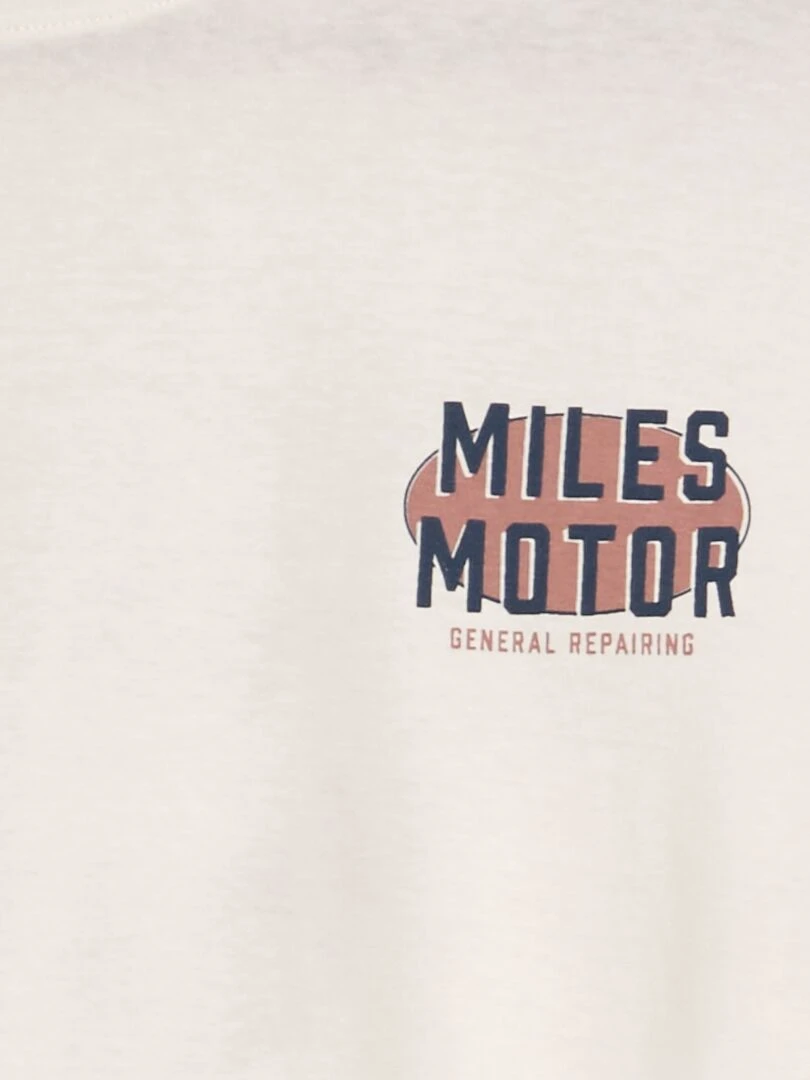 T shirt imprimé à col rond   Blanc 'miles motor'
