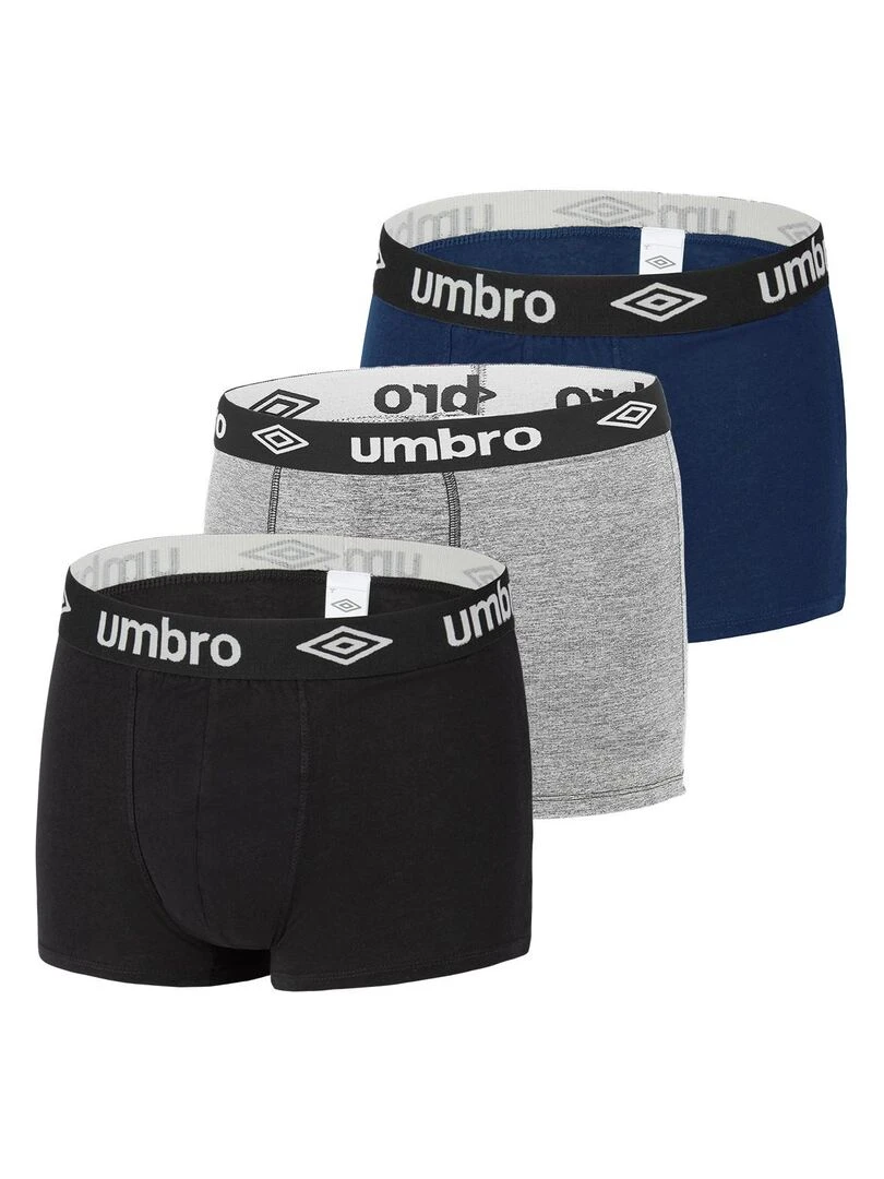 Lot de 3 Boxers coton homme Uni Umbro Noir