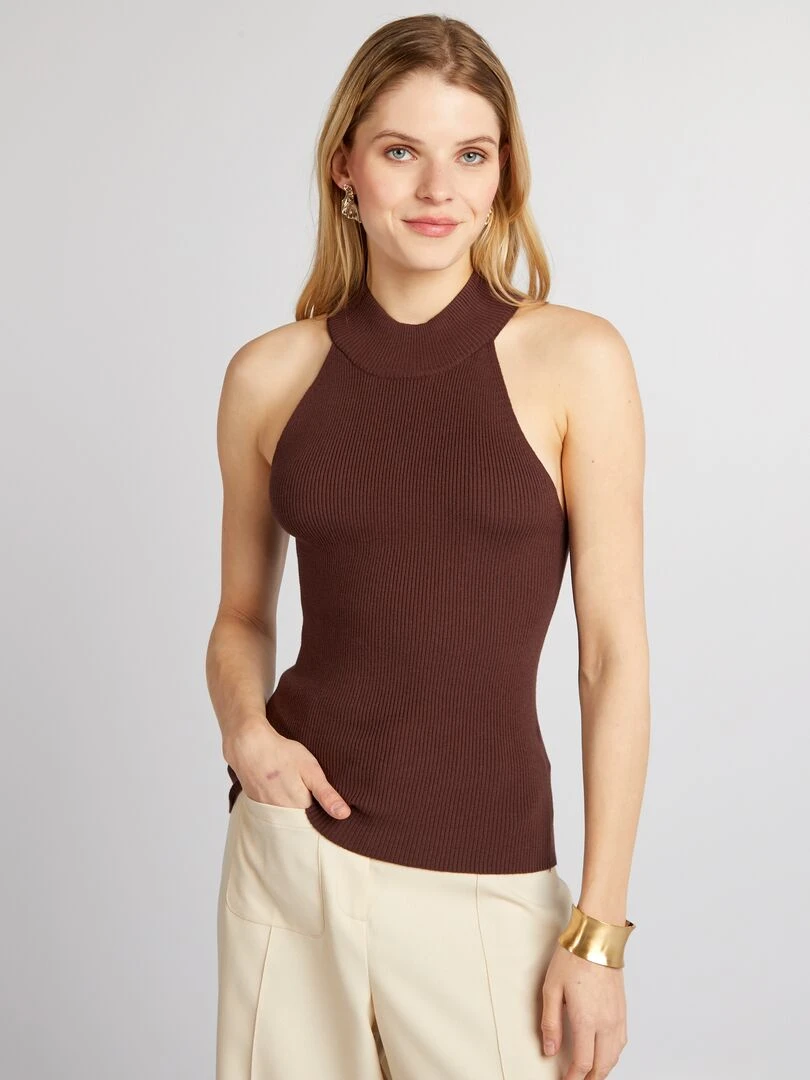 Pull sans manches   Marron
