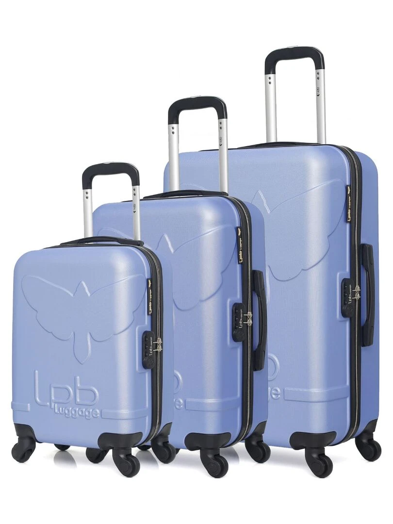 LPB LUGGAGE SET DE 3 ABS NORINE A 4 ROUES Bleu