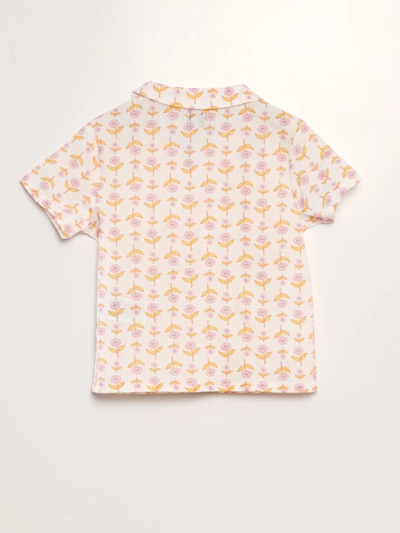 Ensemble de pyjama imprimé   2 pièces   Blanc/orange
