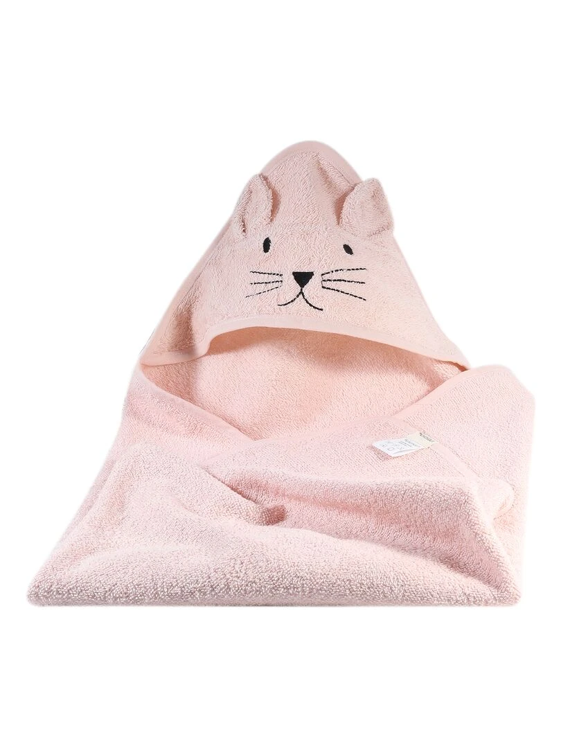 Cape de bain chat en coton   Rose