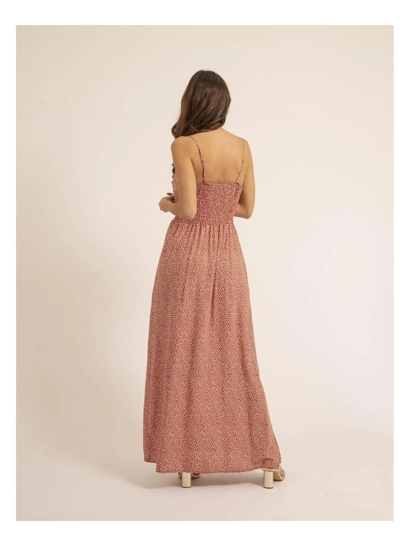 Robe longue motifs IBALMIE Orange corail