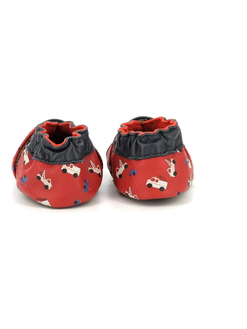 Chaussons Cuir Super Cars   Rouge