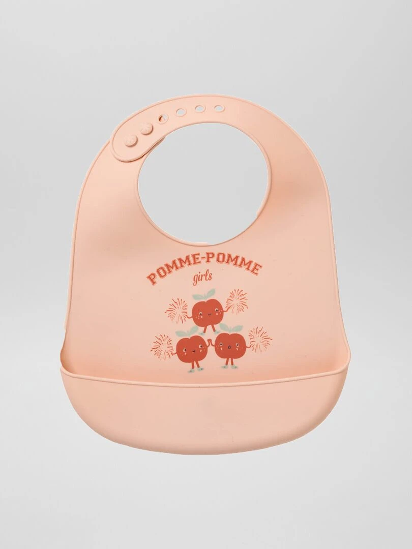 Bavoir 'pomme pomme girls' avec poche récupératrice Rose