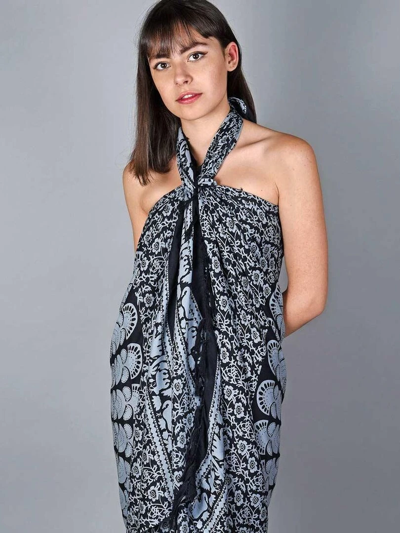 Paréo Batik Mandala Gris