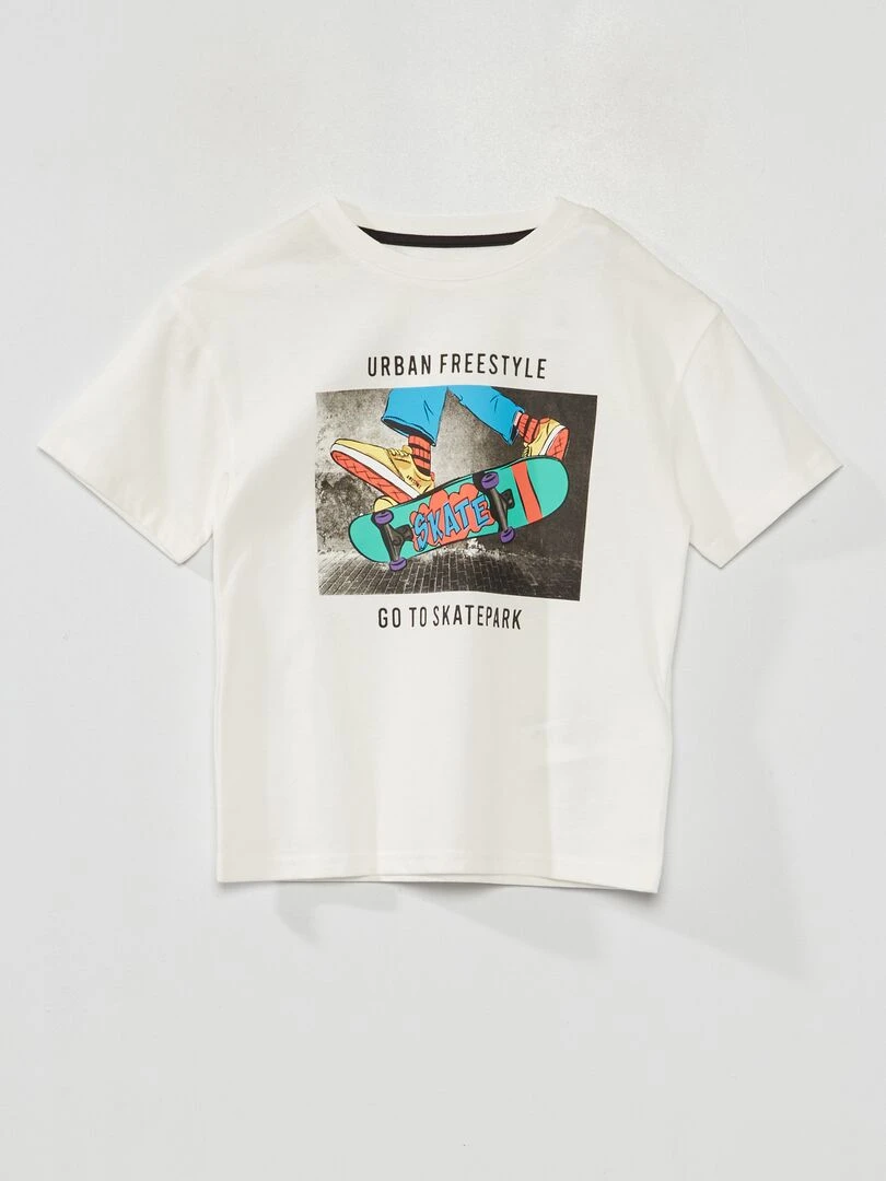T shirt à manches courtes avec imprimé Blanc