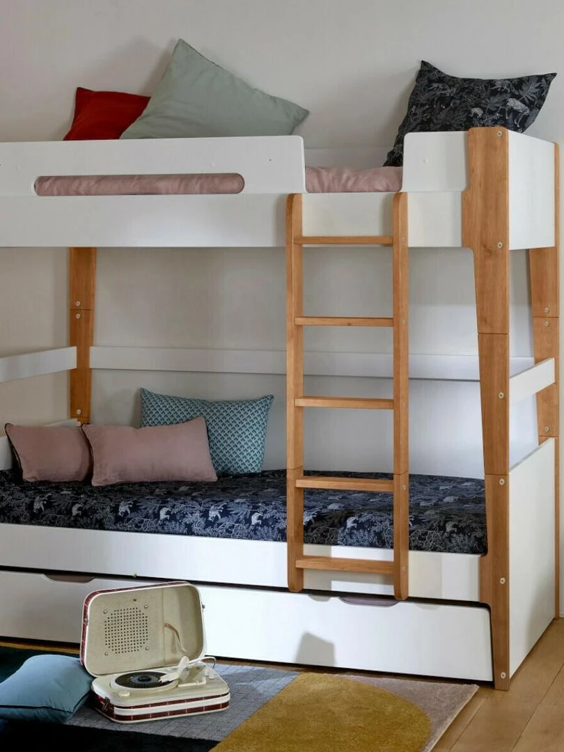 Lit superposé modulable gigogne Romy   AKITEN RETAIL   Blanc Marron