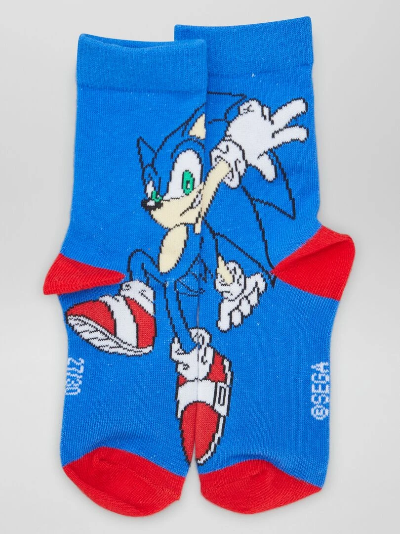 Lot de chaussettes 'Sonic'   3 paires   Bleu/rouge
