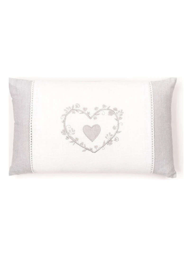 Coussin déhoussable avec broderie 'CHARME' 'TODAY' Gris clair
