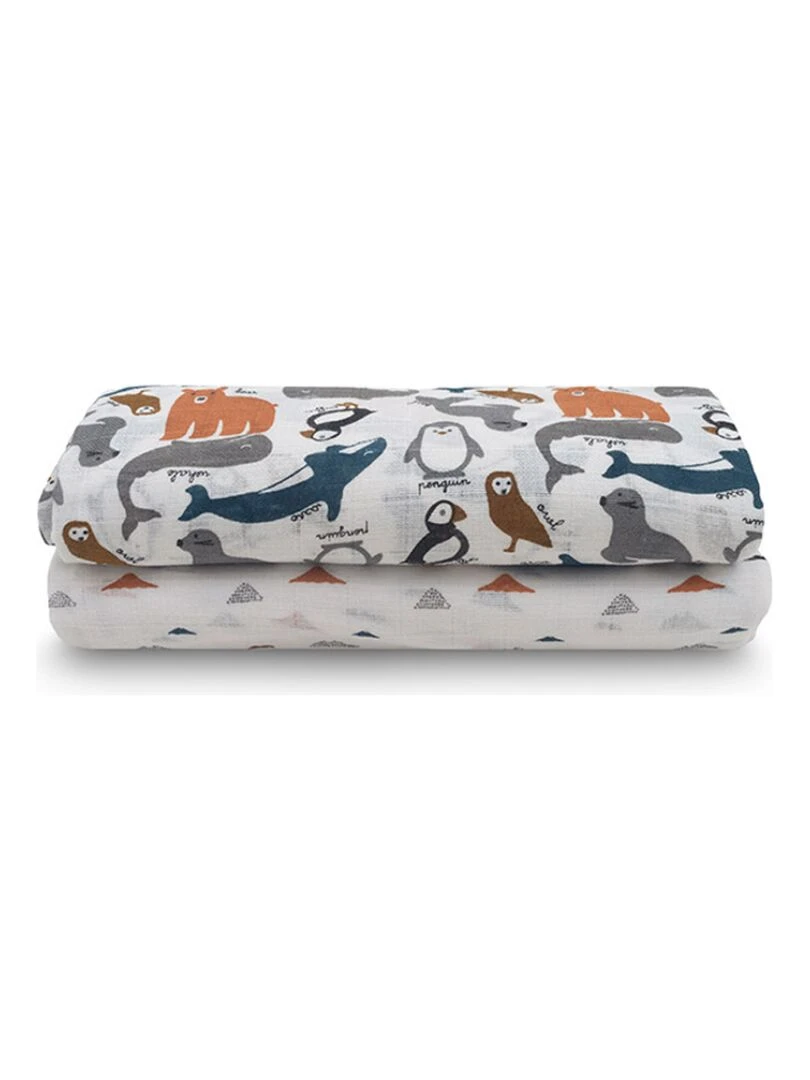 Lot de 2 maxi langes hydrophiles Polar (115 x 115 cm) Multicolore