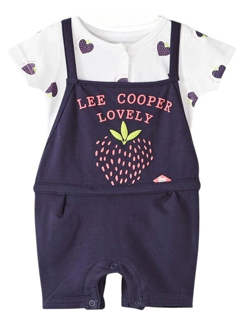 Lee Cooper Ensemble T shirt salopette bébé fille Imprimé Logo Bleu marine