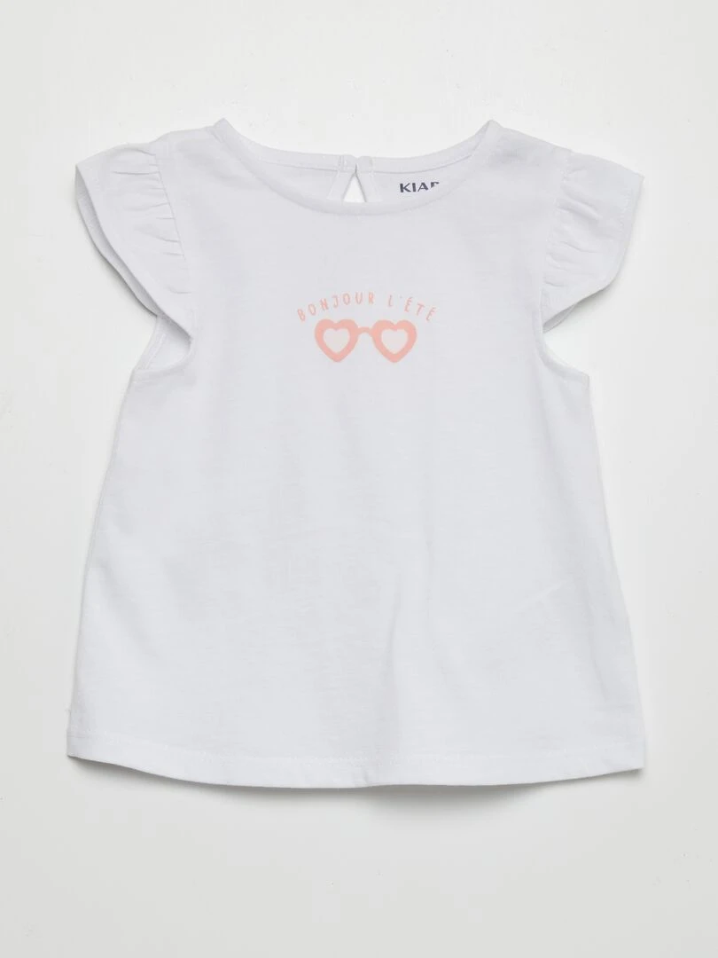 Ensemble t shirt + short imprimé   2 pièces   Blanc