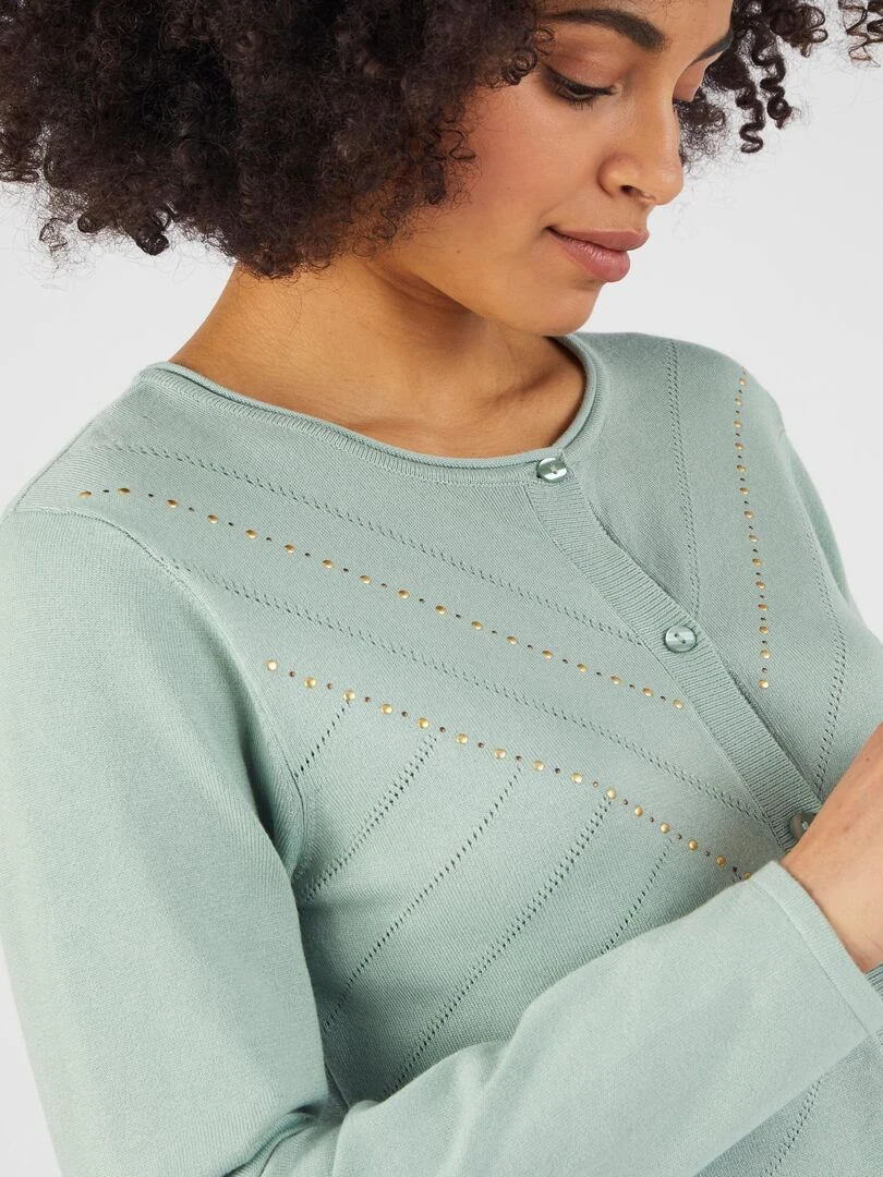 Cardigan fantaisie fibres viscose Lenzing(TM) EcoVero(TM) Damart Vert jade