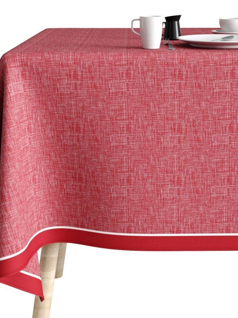 Nappe rectangulaire anti tache en Coton   Chambray Tango   Rouge
