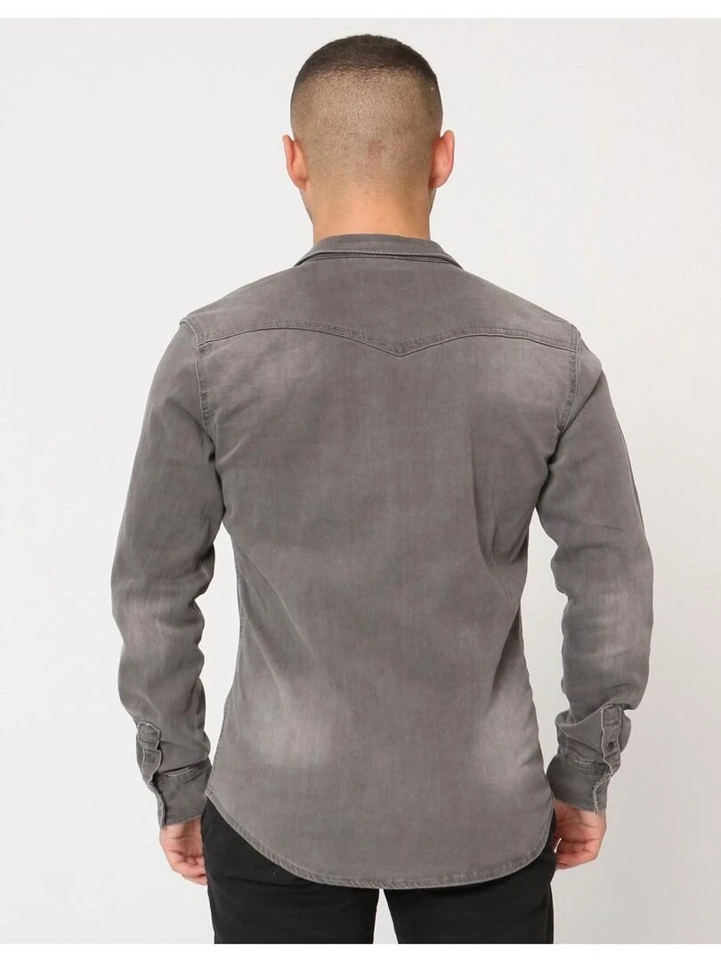 Chemise en jeans Slim Fit Kebello   Gris