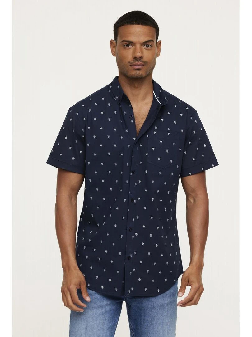 Lee Cooper Chemise manches courtes coton slim DOCHO Bleu marine