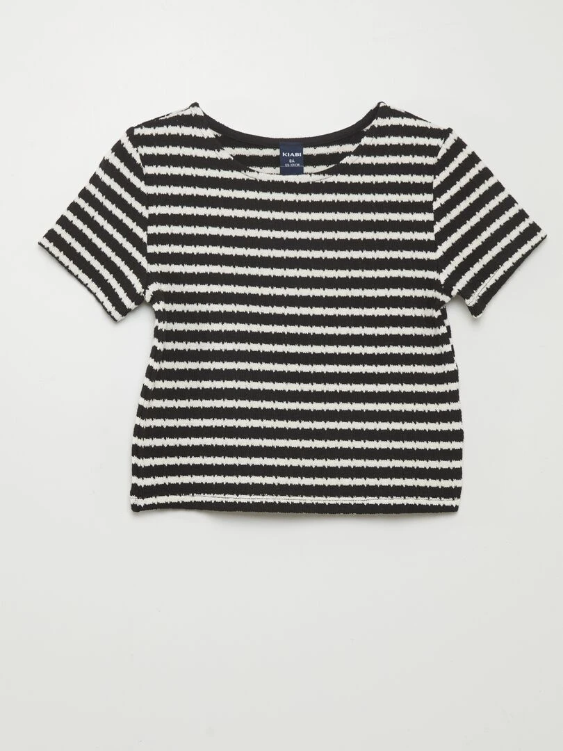 Ensemble t shirt + pantalon rayé 2 pièces Noir