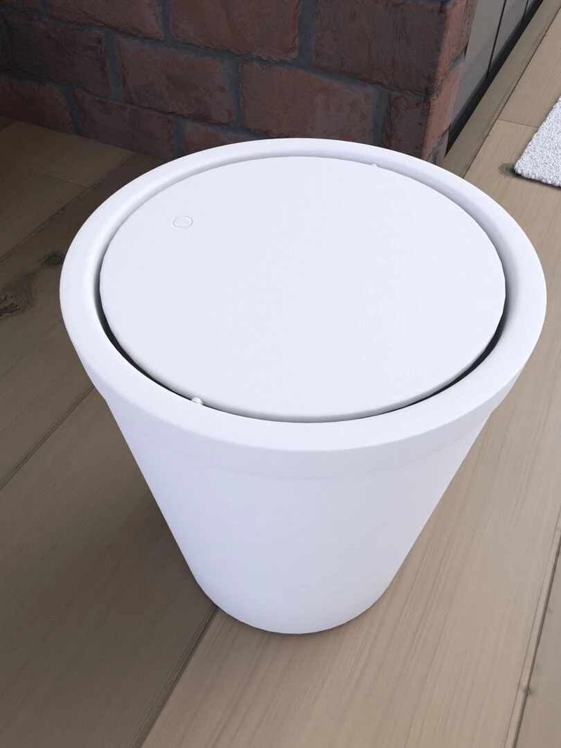 Poubelle avec couvercle pivotant Blanc