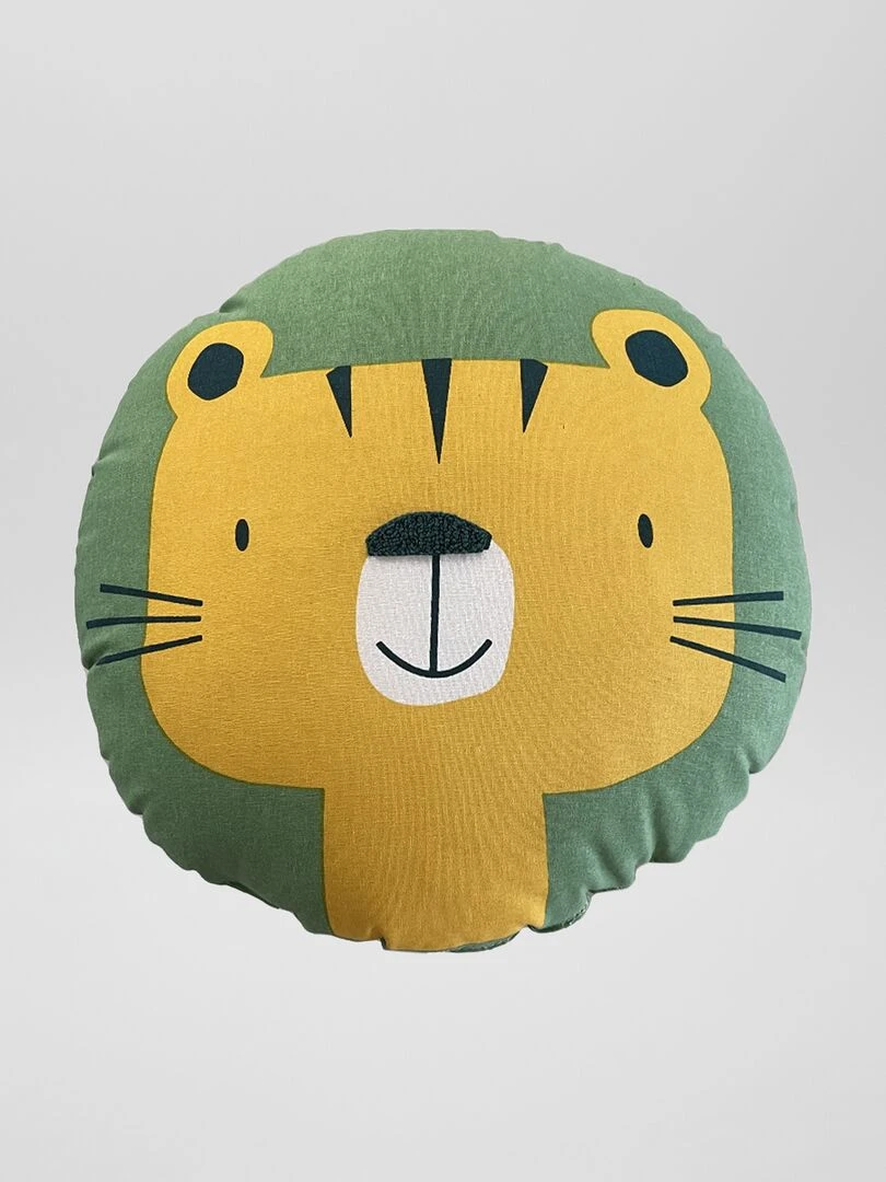 Coussin rond 'tigre' Vert/Jaune